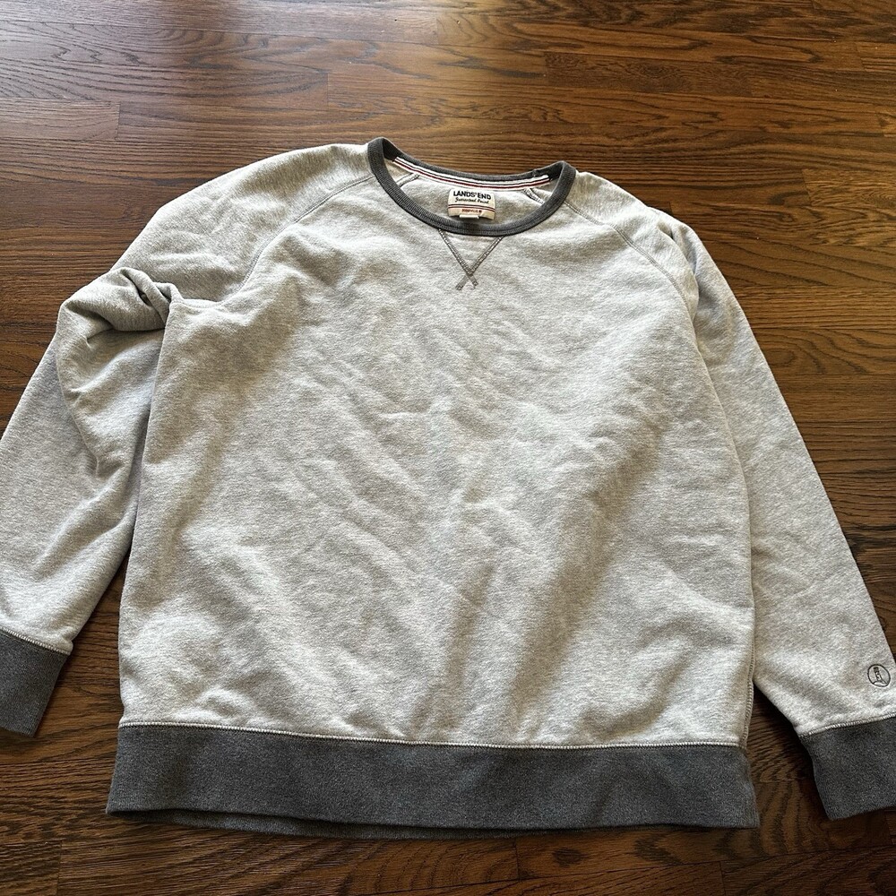 Lands End XL 2-Toned Gray Soft Cozy Country Relaxed Pullover Sweatshirt